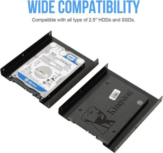 Alt view image 6 of 7 - H SSD/HDD Mounting Bracket, 2.5 to 3.5 SSD Bracket, Metal Adapter Hard Drive Holder for PC (2 Pack)