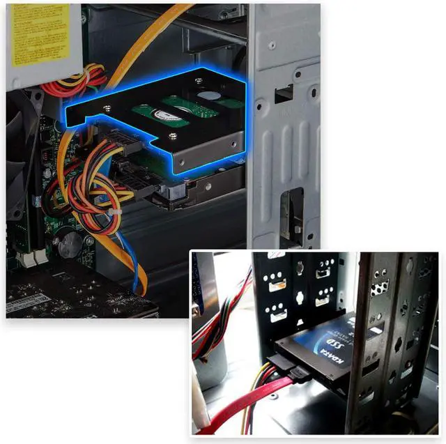Alt view image 3 of 7 - H SSD/HDD Mounting Bracket, 2.5 to 3.5 SSD Bracket, Metal Adapter Hard Drive Holder for PC (2 Pack)