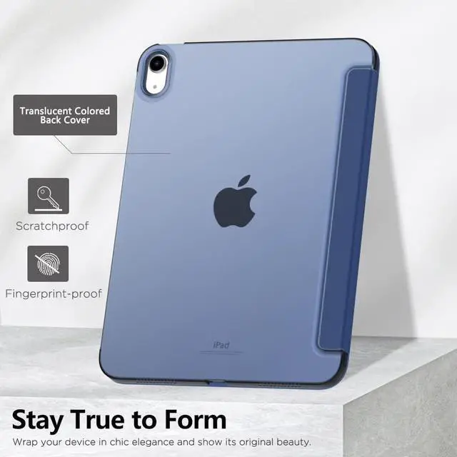 Alt view image 6 of 7 - Case for iPad (A16) 11th Generation 11 Inch 2025 iPad 10th Generation 10.9 inch 2022 Slim Stand Protective Cover with Hard PC Translucent Back Shell Cover Support Touch ID Navy Blue