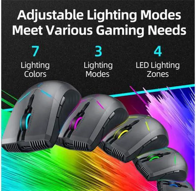 Alt view image 4 of 6 - ThundeRobot ML701 Wireless Gaming Mouse, Rechargeable Computer Gaming Mouse 5 Adjustable DP, 7 Color Light, 500Hz Polling Rate Gamer Mouse