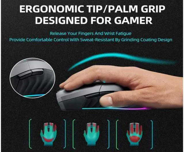 Alt view image 5 of 6 - ThundeRobot ML701 Wireless Gaming Mouse, Rechargeable Computer Gaming Mouse 5 Adjustable DP, 7 Color Light, 500Hz Polling Rate Gamer Mouse
