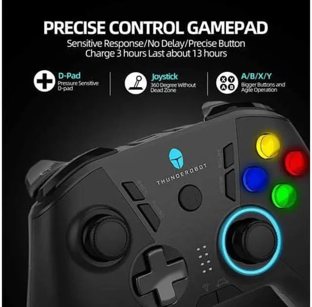 Alt view image 3 of 6 - ThundeRobot G50 Wireless Gaming Controller,Gamepad USB PC Joystick Gamepad with Customized Buttons, Dual Vibration Motors, Ergonomic Laptop Game Controller for PC with Windows Vista/7/8/8.1/10