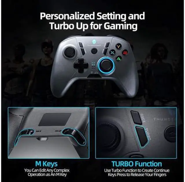 Alt view image 4 of 6 - ThundeRobot G50 Wireless Gaming Controller,Gamepad USB PC Joystick Gamepad with Customized Buttons, Dual Vibration Motors, Ergonomic Laptop Game Controller for PC with Windows Vista/7/8/8.1/10