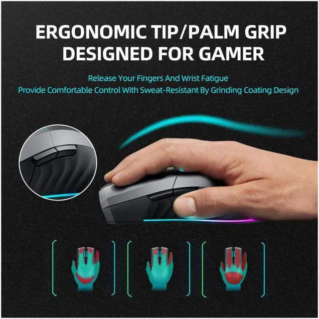 Alt view image 7 of 7 - ThundeRobot ML701 Wireless Gaming Mouse, Rechargeable Computer Gaming Mouse 5 Adjustable DPI, Power Saving Mode Wireless Mouse for Laptop/PC/Notebook,7 Color Light, 500Hz Polling Rate Gamer Mouse