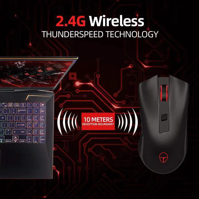 Alt view image 3 of 7 - ThundeRobot Wireless Mouse with 5 Adjustable DPI, 2.4G USB Cordless Mouse For Laptop PC Windows Mac, Nano Receiver Gamer Wireless Computer Mouse works with 1AA Battery(Not Included), Extra Long Range