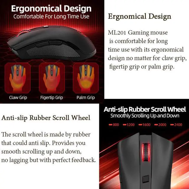 Alt view image 6 of 7 - ThundeRobot Wireless Mouse with 5 Adjustable DPI, 2.4G USB Cordless Mouse For Laptop PC Windows Mac, Nano Receiver Gamer Wireless Computer Mouse works with 1AA Battery(Not Included), Extra Long Range