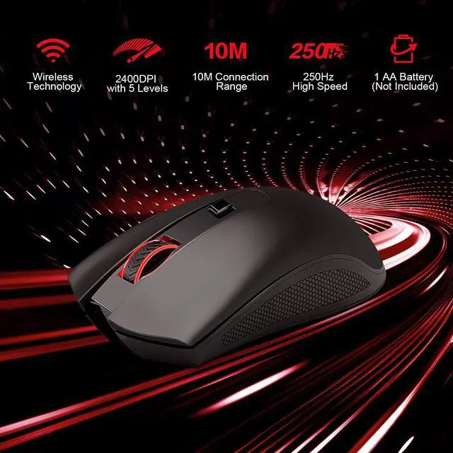 Alt view image 2 of 7 - ThundeRobot Wireless Mouse with 5 Adjustable DPI, 2.4G USB Cordless Mouse For Laptop PC Windows Mac, Nano Receiver Gamer Wireless Computer Mouse works with 1AA Battery(Not Included), Extra Long Range
