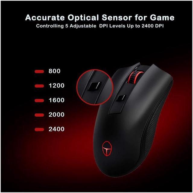 Alt view image 2 of 6 - ThundeRobot Wireless Mouse with 5 Adjustable DPI, 2.4G USB Cordless Mouse For Laptop PC Windows Mac, Nano Receiver Gamer Wireless Computer Mouse works with 1AA Battery(Not Included), Extra Long Range
