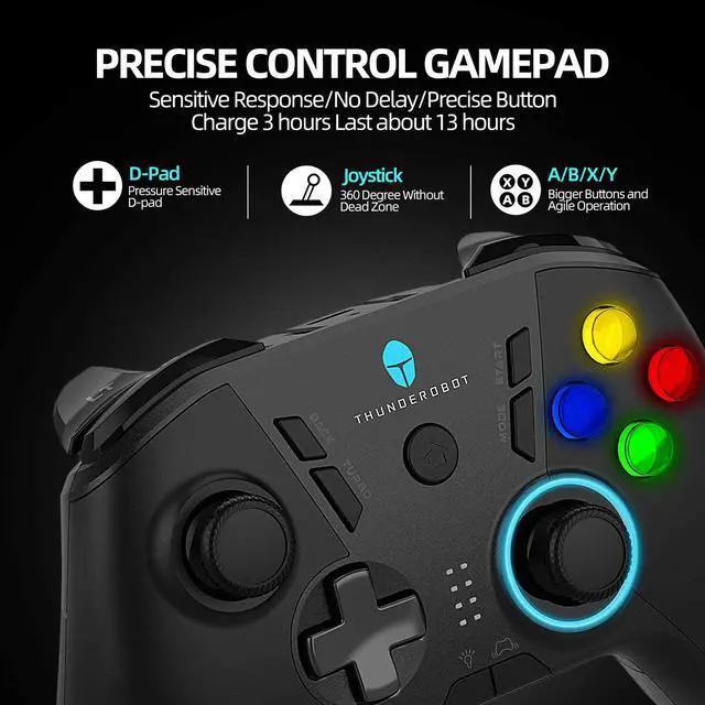 Alt view image 6 of 6 - ThundeRobot Wired Gaming Controller,Gamepad G50 USB Wired PC Joystick Gamepad with Customized Buttons, Dual Vibration Motors, Ergonomic Laptop Game Controller for PC with Windows Vista/7/8/8.1/10