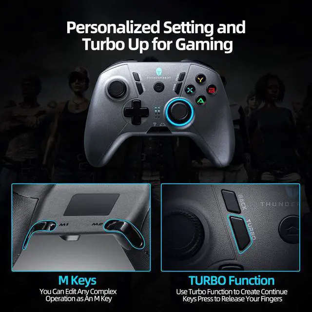 Alt view image 2 of 6 - ThundeRobot Wired Gaming Controller,Gamepad G50 USB Wired PC Joystick Gamepad with Customized Buttons, Dual Vibration Motors, Ergonomic Laptop Game Controller for PC with Windows Vista/7/8/8.1/10
