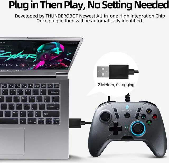 Alt view image 4 of 6 - ThundeRobot Wired Gaming Controller,Gamepad G30 USB Wired PC Joystick Gamepad with Customized Buttons, Dual Vibration Motors, Ergonomic Laptop Game Controller for PC with Windows Vista/7/8/8.1/10