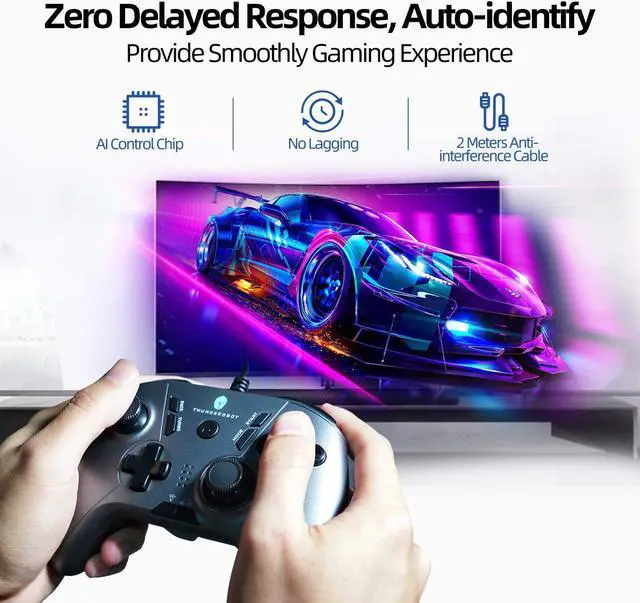 Alt view image 3 of 6 - ThundeRobot Wired Gaming Controller,Gamepad G30 USB Wired PC Joystick Gamepad with Customized Buttons, Dual Vibration Motors, Ergonomic Laptop Game Controller for PC with Windows Vista/7/8/8.1/10
