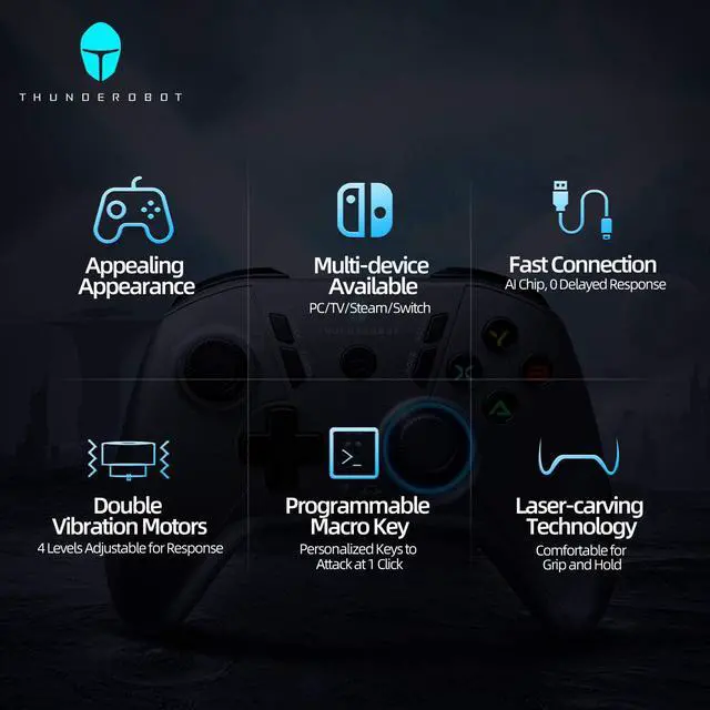 Alt view image 5 of 6 - ThundeRobot Wired Gaming Controller,Gamepad G30 USB Wired PC Joystick Gamepad with Customized Buttons, Dual Vibration Motors, Ergonomic Laptop Game Controller for PC with Windows Vista/7/8/8.1/10