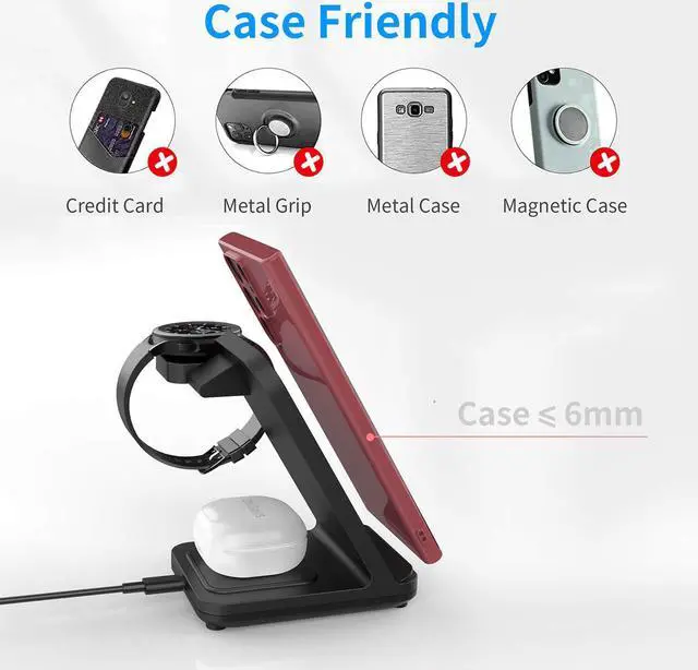 Alt view image 5 of 7 - Wireless Charger,3in1 Wireless Charging Station for Samsung Galaxy Phone/Watch/Buds, Fit for Galaxy S22 ultra/Note 20/Note 10/S21/S20, Galaxy Watch 4/3, Active 2/1, Galaxy Buds/Pro/+/Live