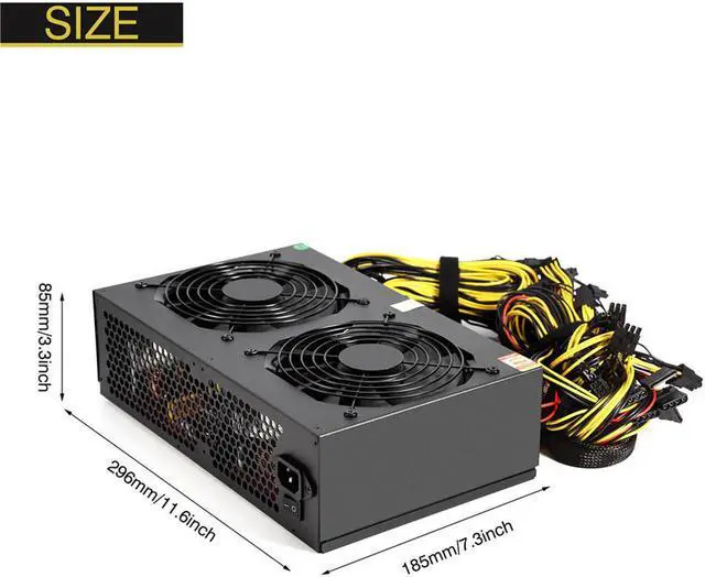 Alt view image 4 of 4 - 3450W Miner Power Supply 140mm Cooling Fan ATX 12V Version 2.31 Computer Power Supply Mining
