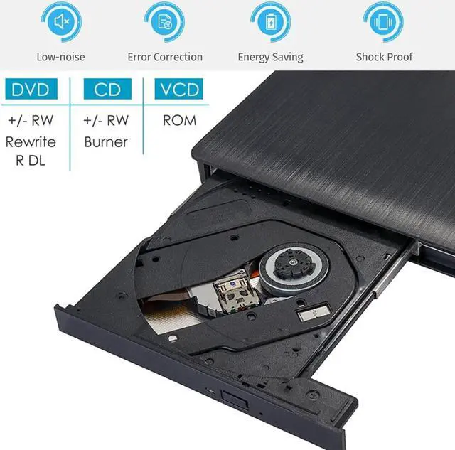 Alt view image 4 of 7 - External CD DVD Drive for PC Laptop, DVD Player CD Burner USB 3.0 Portable CD DVD +/-RW External Disk Drive Optical Drive Slim CD DVD ROM Recorder Writer fits for Mac/Windows/Linux