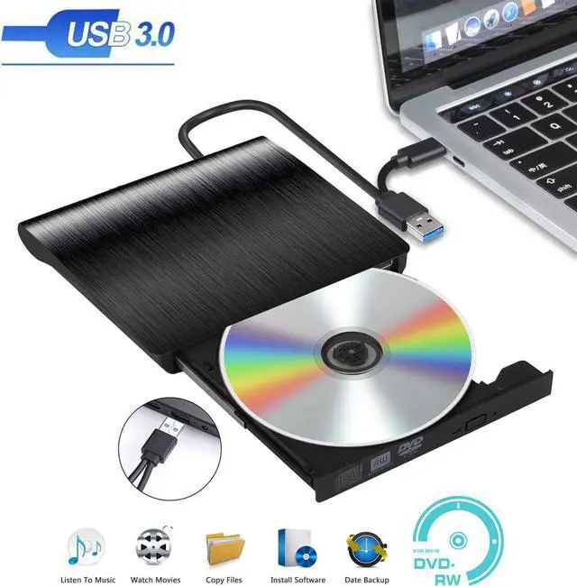 Alt view image 3 of 7 - External CD DVD Drive for PC Laptop, DVD Player CD Burner USB 3.0 Portable CD DVD +/-RW External Disk Drive Optical Drive Slim CD DVD ROM Recorder Writer fits for Mac/Windows/Linux