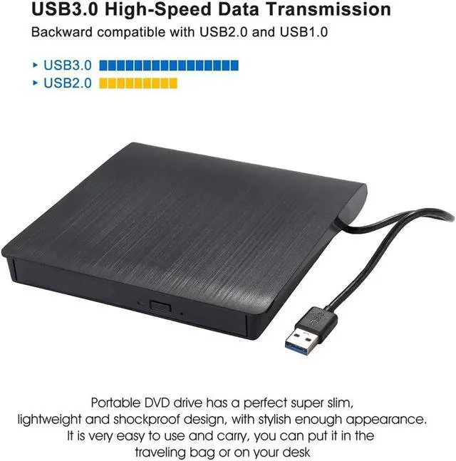 Alt view image 5 of 7 - External CD DVD Drive for PC Laptop, DVD Player CD Burner USB 3.0 Portable CD DVD +/-RW External Disk Drive Optical Drive Slim CD DVD ROM Recorder Writer fits for Mac/Windows/Linux