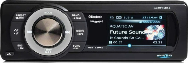Main image of Aquatic Av AQ-MP-5UBT-S Waterproof Marine Digital Media Receiver with Dock/Bluetooth/USB and Satellite Radio Ready