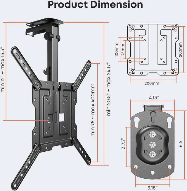 Alt view image 6 of 7 - PUTORSEN Folding TV Ceiling Mount