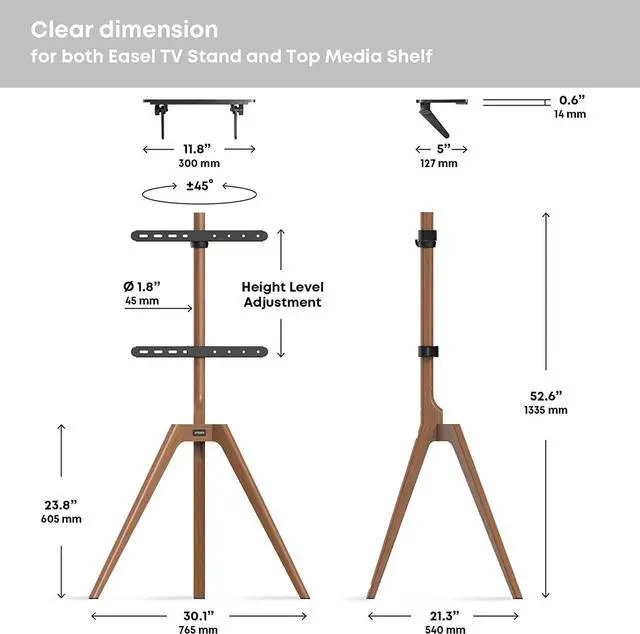 Alt view image 7 of 7 - PUTORSEN Solid Wood Easel TV Stand with Media Shelf for 45-65 Inch TVs