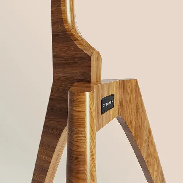 Alt view image 6 of 7 - PUTORSEN Solid Wood Easel TV Stand with Media Shelf for 45-65 Inch TVs