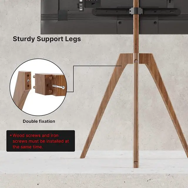 Alt view image 5 of 7 - PUTORSEN Solid Wood Easel TV Stand with Media Shelf for 45-65 Inch TVs