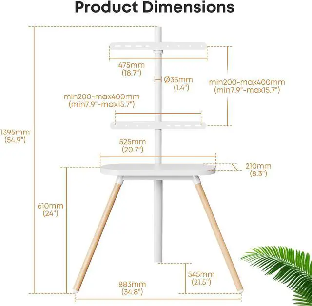 Alt view image 5 of 6 - PUTORSEN Easel TV Floor Stand for Most 43 to 65 Inch Screens with Tray