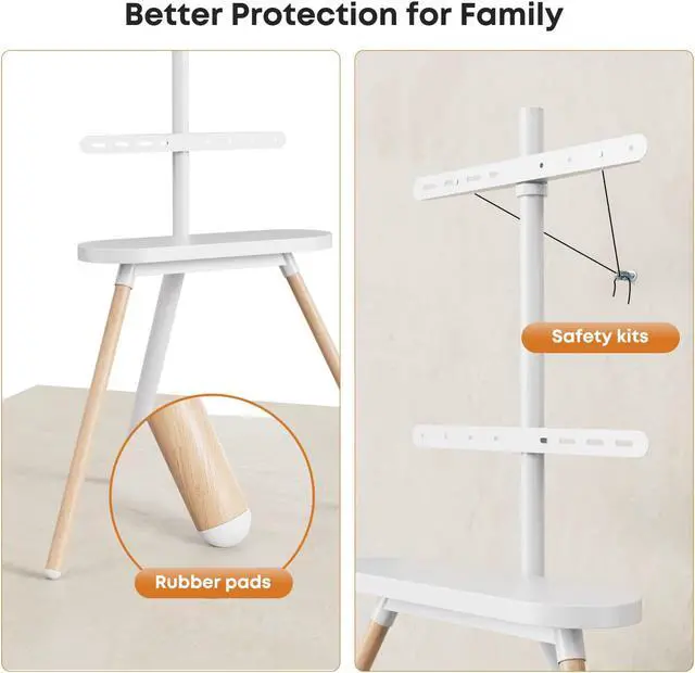 Alt view image 6 of 6 - PUTORSEN Easel TV Floor Stand for Most 43 to 65 Inch Screens with Tray