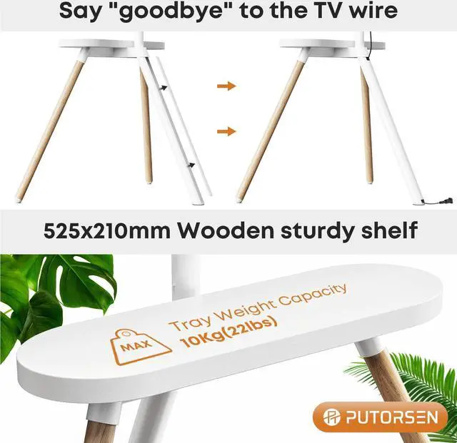 Alt view image 3 of 6 - PUTORSEN Easel TV Floor Stand for Most 43 to 65 Inch Screens with Tray