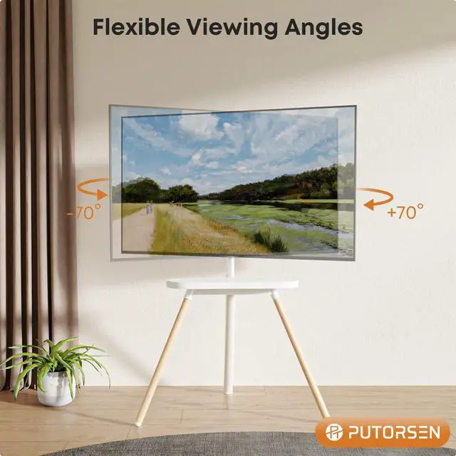 Alt view image 4 of 6 - PUTORSEN Easel TV Floor Stand for Most 43 to 65 Inch Screens with Tray