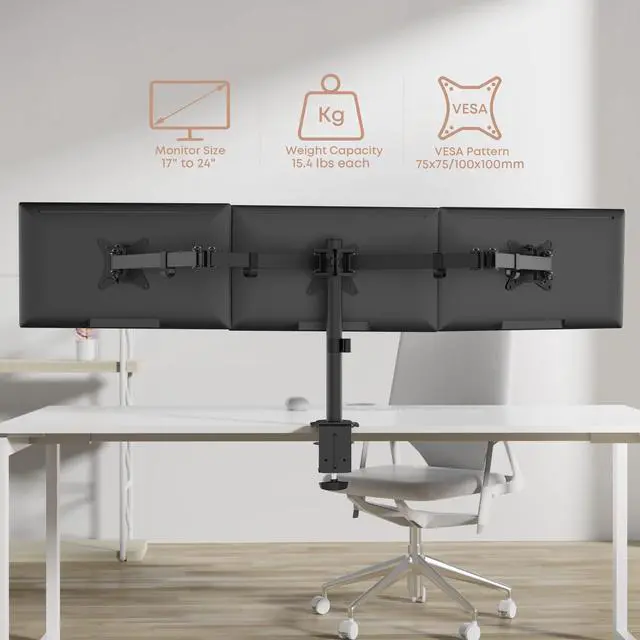 Alt view image 6 of 6 - PUTORSEN Triple Monitor Mount for 3 Screens up to 24 Inches