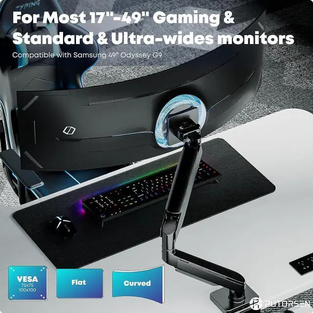 Alt view image 2 of 7 - PUTORSEN 17-49 inch Premium Aluminum Single Monitor Arm