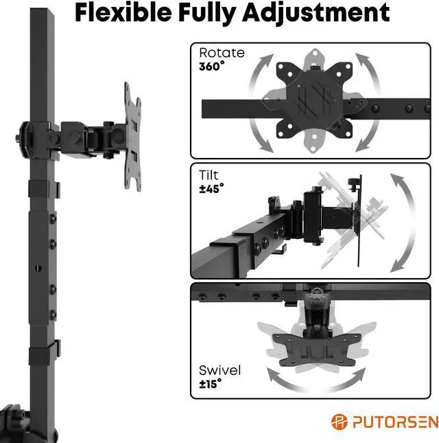 Alt view image 4 of 7 - PUTORSEN Ultra Wide 24-38 Inch Dual Monitor Wall Mount