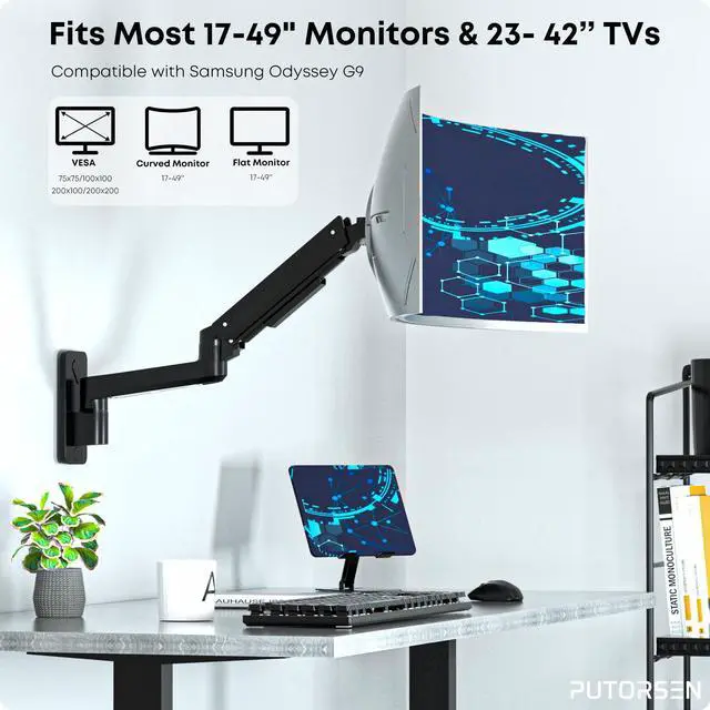 Alt view image 2 of 7 - PUTORSEN 17-49 inch Premium Ultrawide Monitor Wall Mount