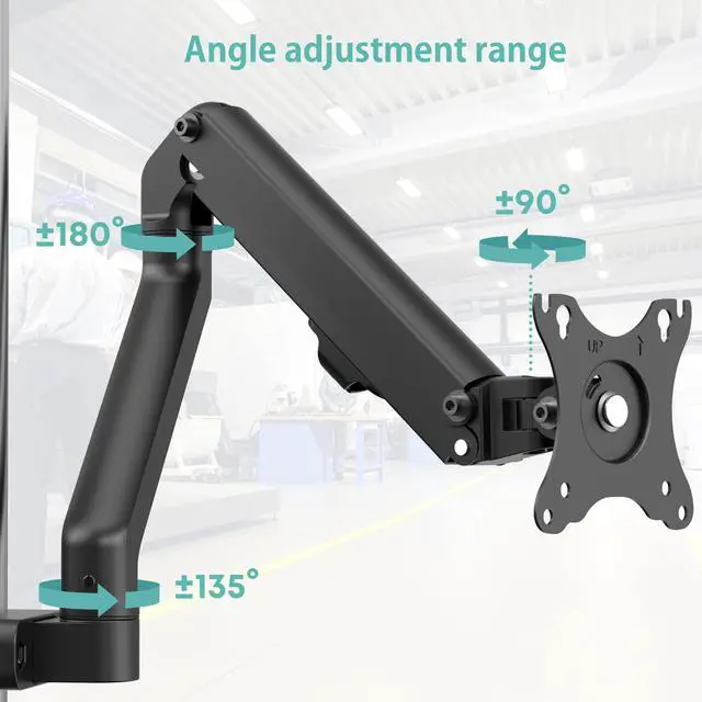 Alt view image 5 of 7 - PUTORSEN Height Adjustable Pole Mount Monitor Arm for 17"-27" Screens with Mechanical Spring