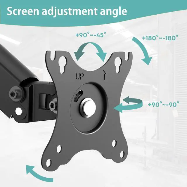 Alt view image 6 of 7 - PUTORSEN Height Adjustable Pole Mount Monitor Arm for 17"-27" Screens with Mechanical Spring