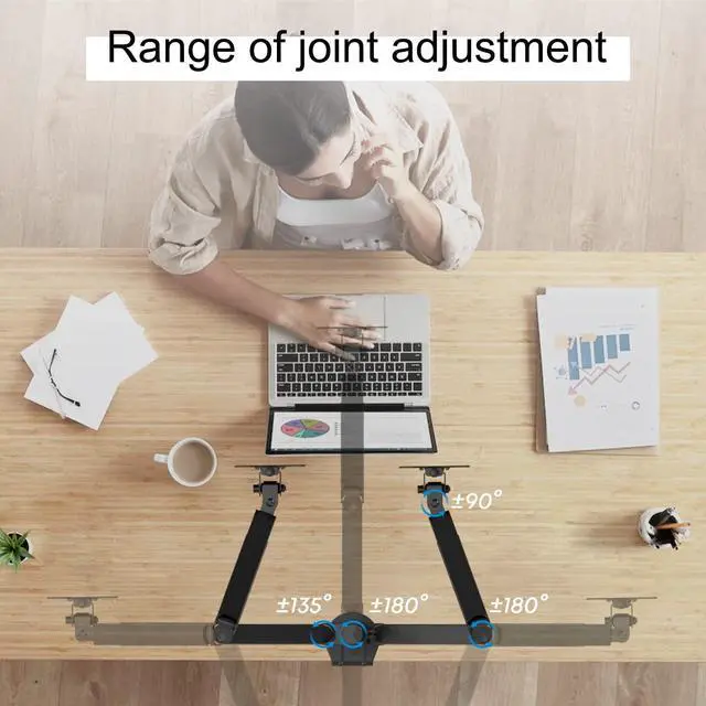 Alt view image 2 of 7 - PUTORSEN Built-in Mechanical Spring Dual Monitor Vertical Stacked Desk Mount Stand Fits 2 Screens up to 32 inches