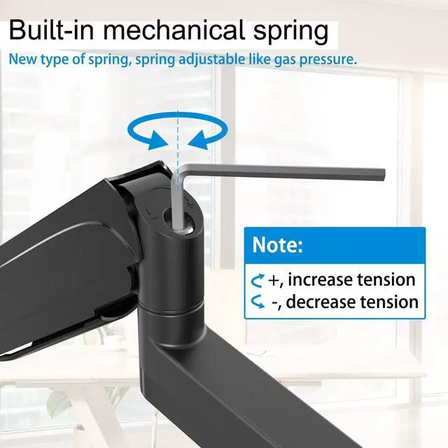 Alt view image 4 of 7 - PUTORSEN Built-in Mechanical Spring Dual Monitor Vertical Stacked Desk Mount Stand Fits 2 Screens up to 32 inches