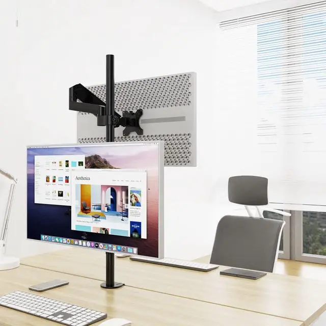 Alt view image 7 of 7 - PUTORSEN Built-in Mechanical Spring Dual Monitor Vertical Stacked Desk Mount Stand Fits 2 Screens up to 32 inches