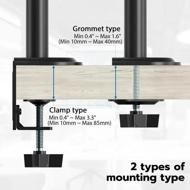 Alt view image 3 of 7 - PUTORSEN Extra Tall Sturdy Center Pole for Monitor Arm Mount 31.9inches