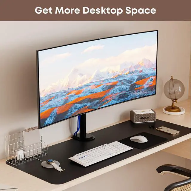 Alt view image 7 of 7 - PUTORSEN Single Monitor Desk Mount for 13-35 Inch Monitor and TV, up to 22 lbs, Ultrawide Monitor Arm Mount for Flat Curved Computer & TV Screen with VESA 75×75 to 200×200, with Cable Clips (66-201)