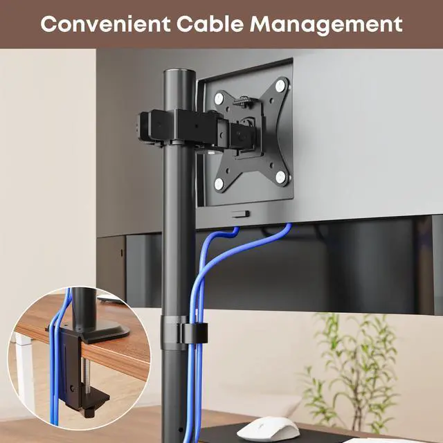 Alt view image 4 of 7 - PUTORSEN Single Monitor Desk Mount for 13-35 Inch Monitor and TV, up to 22 lbs, Ultrawide Monitor Arm Mount for Flat Curved Computer & TV Screen with VESA 75×75 to 200×200, with Cable Clips (66-201)
