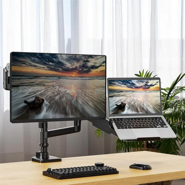 Alt view image 6 of 7 - PUTORSEN Laptop VESA Mount Tray Holder for Monitor Arms and Stands 75x75mm 100x100mm Clamp Notebook Adjustable 12 to 17 inch Black Universal