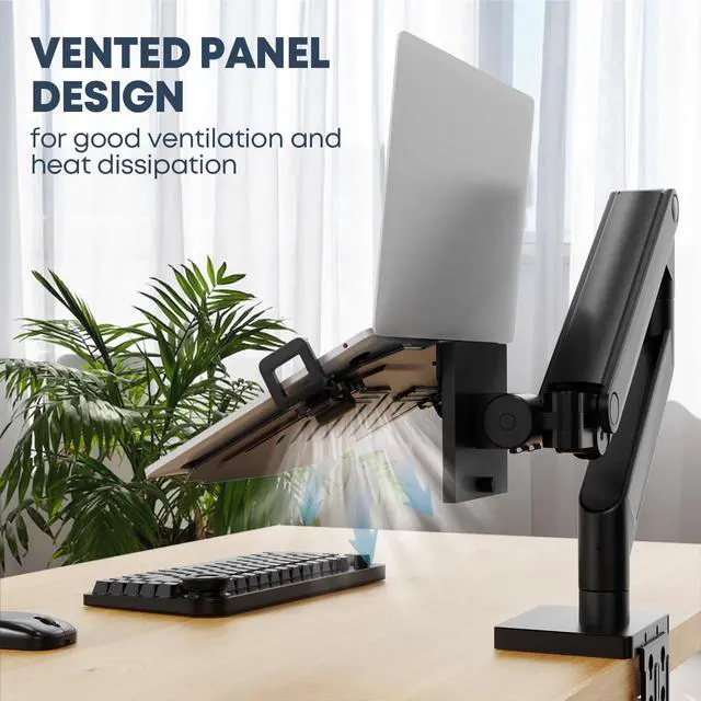 Alt view image 5 of 7 - PUTORSEN Laptop VESA Mount Tray Holder for Monitor Arms and Stands 75x75mm 100x100mm Clamp Notebook Adjustable 12 to 17 inch Black Universal