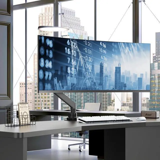Alt view image 3 of 7 - PUTORSEN 17-57 Inch Ultrawide Monitor Arm and TV Desk Mount,up to 59.4 lbs, Premium Aluminum Single Monitor Arm Desk Mount with Gas Spring, Steel Reinforcement Plate