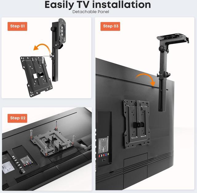 Alt view image 7 of 7 - PUTORSEN Manual Folding Ceiling TV Mount, Flip Down TV Mount for 19 to 50 inches TVs, Swivel and Height Adjustable Drop Down TV Mount for Flat & Pitched Roof, Max Load 44lbs, Max VESA 200x200