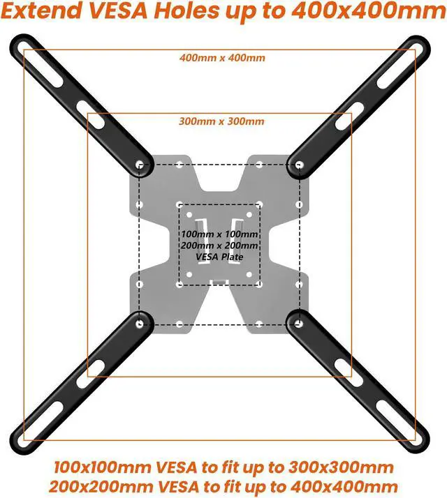 Alt view image 4 of 6 - PUTORSEN VESA Adapter Mount Bracket Kit for Screens 32 to 55 inch LCD LED TV, TV Mount Adapter Bracket Upgrade Mounting Holes up to 400x400mm