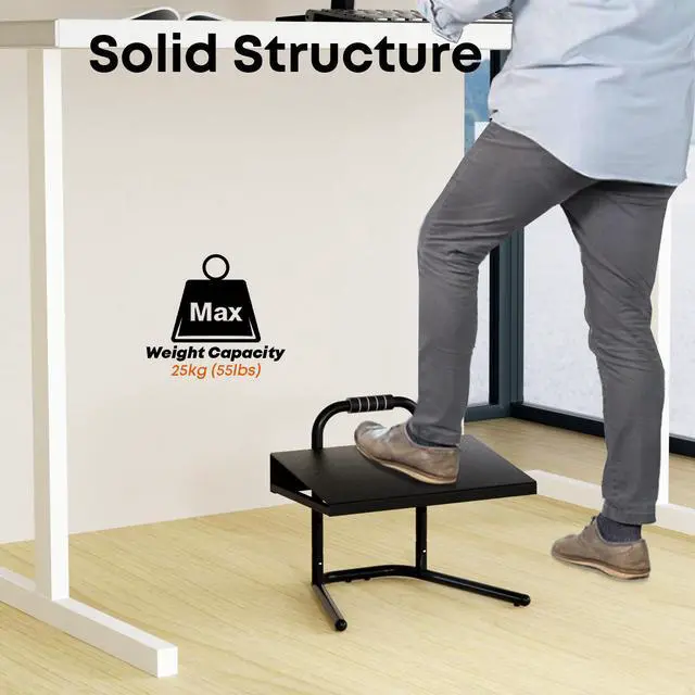 Alt view image 5 of 7 - PUTORSEN  Height Adjustable Standing Foot Rest with Soft Grip Handle,Under Desk Footrest for Standing and Sitting,All-Steel Construction