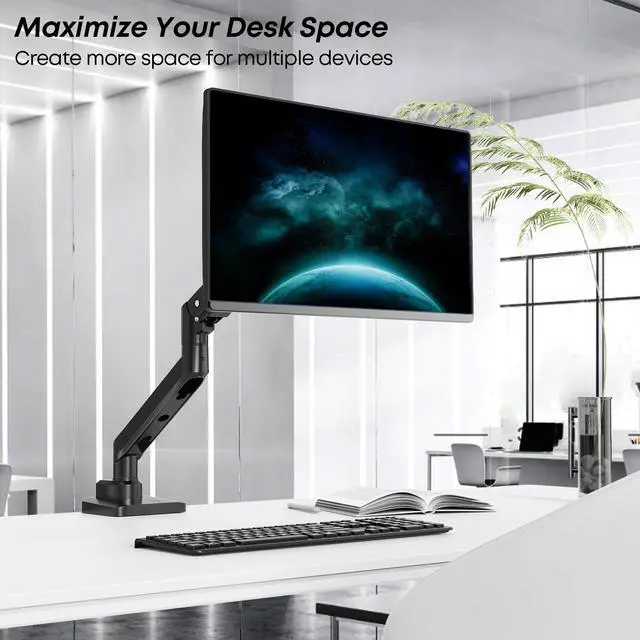 Alt view image 2 of 7 - PUTORSEN Premium Heavy Duty Monitor Arm for 17 to 49 inch Screens up to 44lbs, Fully Adjustable Ultrawide Single Clamp-on Desk Mount Stand